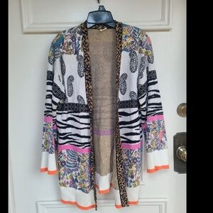 Anthropologie Bricoloage Zebra/Cheetah Open Front Sweater Women's S